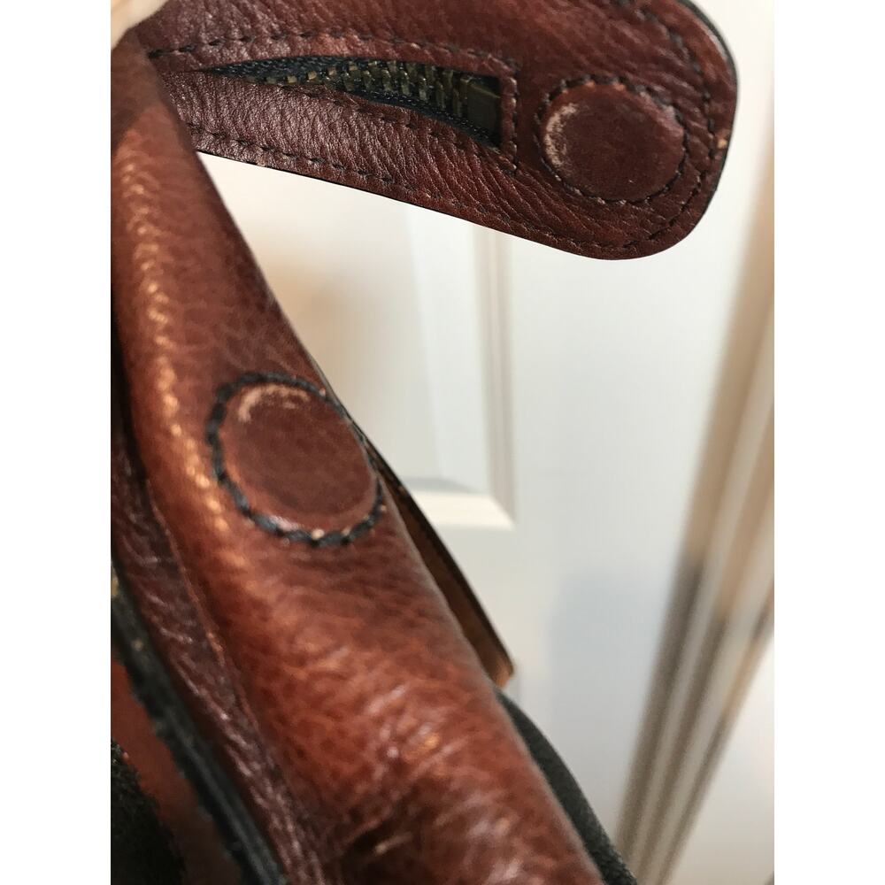Fossil Reissue Vintage Brown and Black Leather Satchel Shoulder Bag Keyhole - Picture 10 of 10